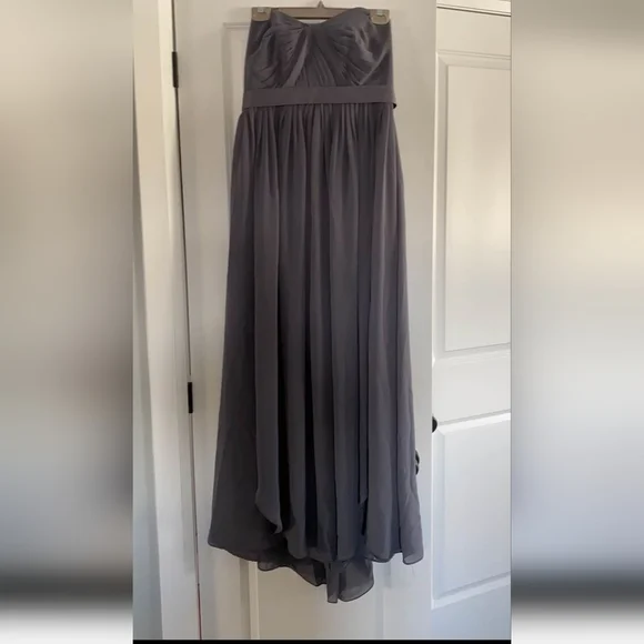 Charcoal Grey sweetheart neckline chiffon strapless dress size 12 - Picture 1 of 3